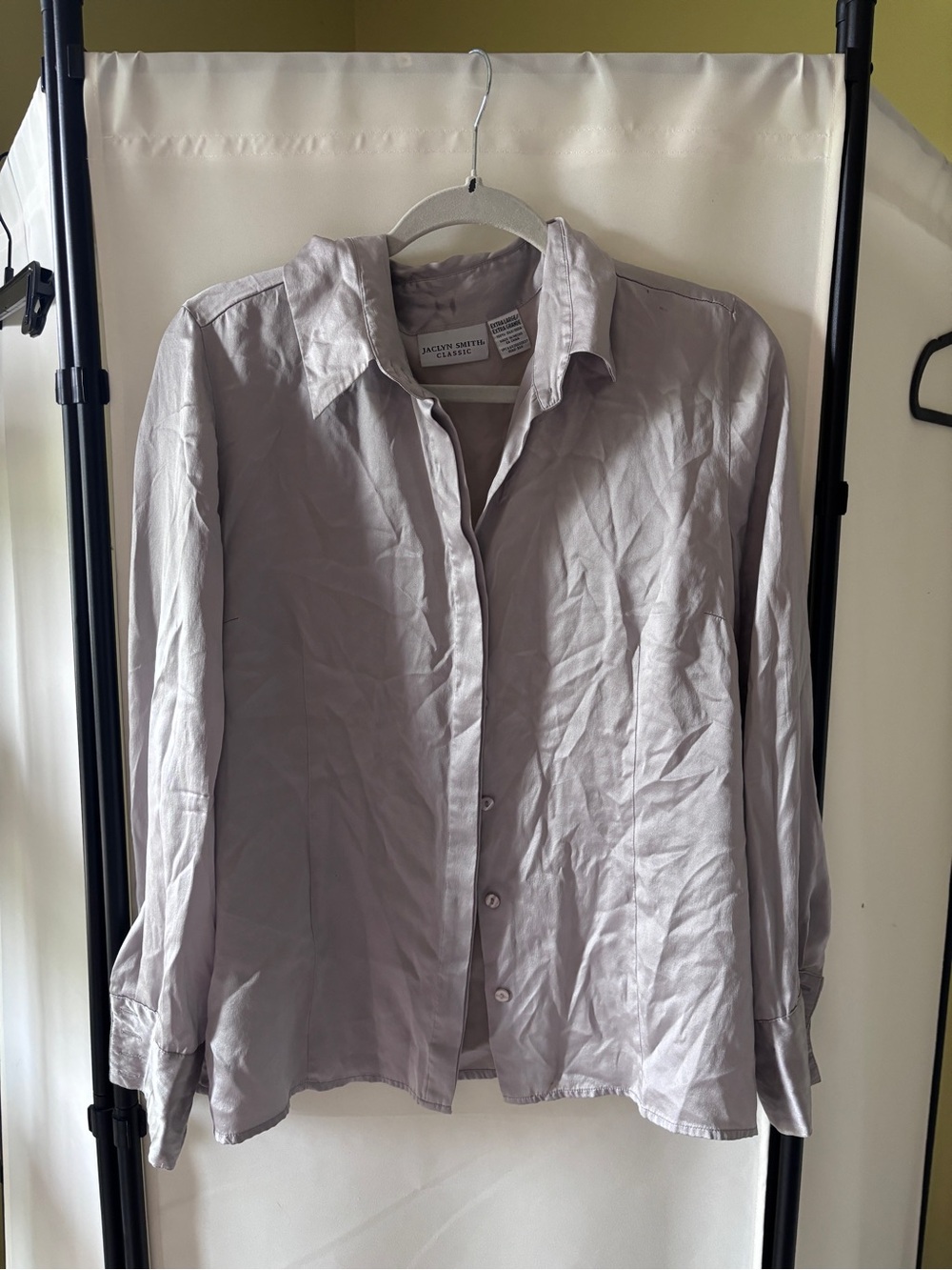 Jaclyn Smith Classic Pale Gray 100% Silk Blouse